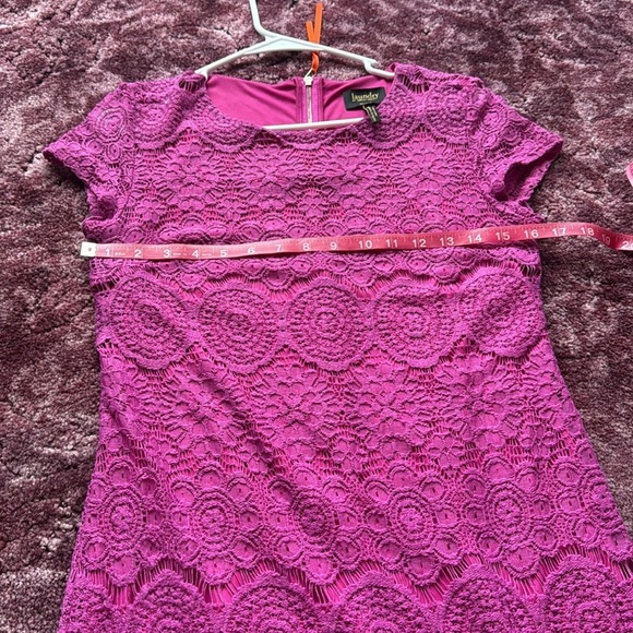 Laundry by Shelli Segal Elegant Purple  Pink Lace Midi Dress size 2 - Picture 5 of 9